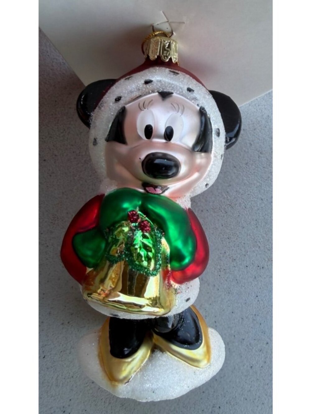 VINTAGE Disney's Energizer Minnie Mouse Hand Blown Glass Christmas Ornament
